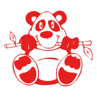 Funny Panda Eating Bamboo Decal (Red)